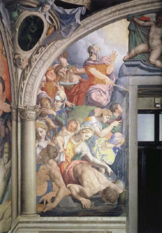 Agnolo Bronzino Mose strikes water out of the rock fresco in the chapel of the Eleonora of Toledo oil painting image
